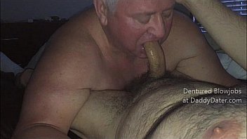 Dentured Hairy Silverdaddy Daddybear Gives Hairy Bear Hot toothless Blowjob